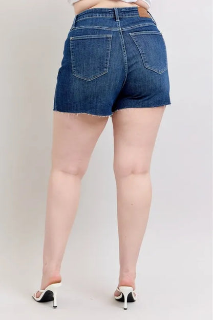 Judy Blue Plus Size High Waist Criss-Cross Waistband Denim Shorts - Tigbul's Variety Fashion Shop