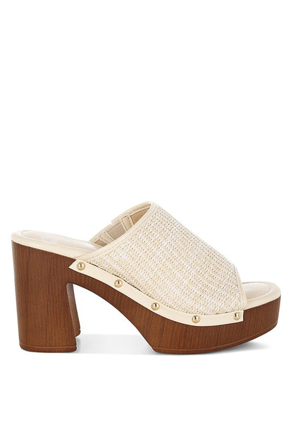 Marengo Raffia Wooden Clogs - Tigbul's Variety Fashion Shop