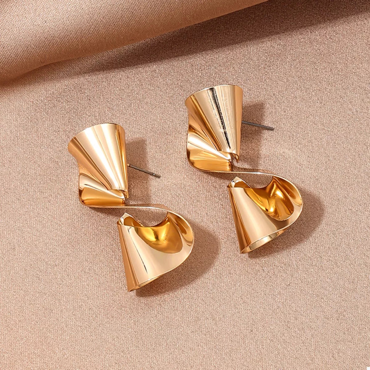 18K Gold-Plated Twist Earrings - Tigbul's Variety Fashion Shop