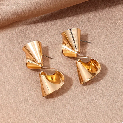 18K Gold-Plated Twist Earrings - Tigbul's Variety Fashion Shop