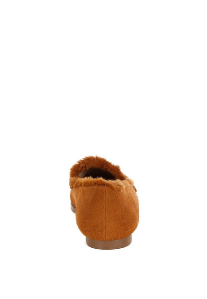 Ohrid Suede & Faux Fur Flat Loafers - Tigbul's Variety Fashion Shop