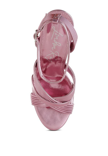 Socialite Metallic Ankle Strap Heel Sandals - Tigbul's Variety Fashion Shop