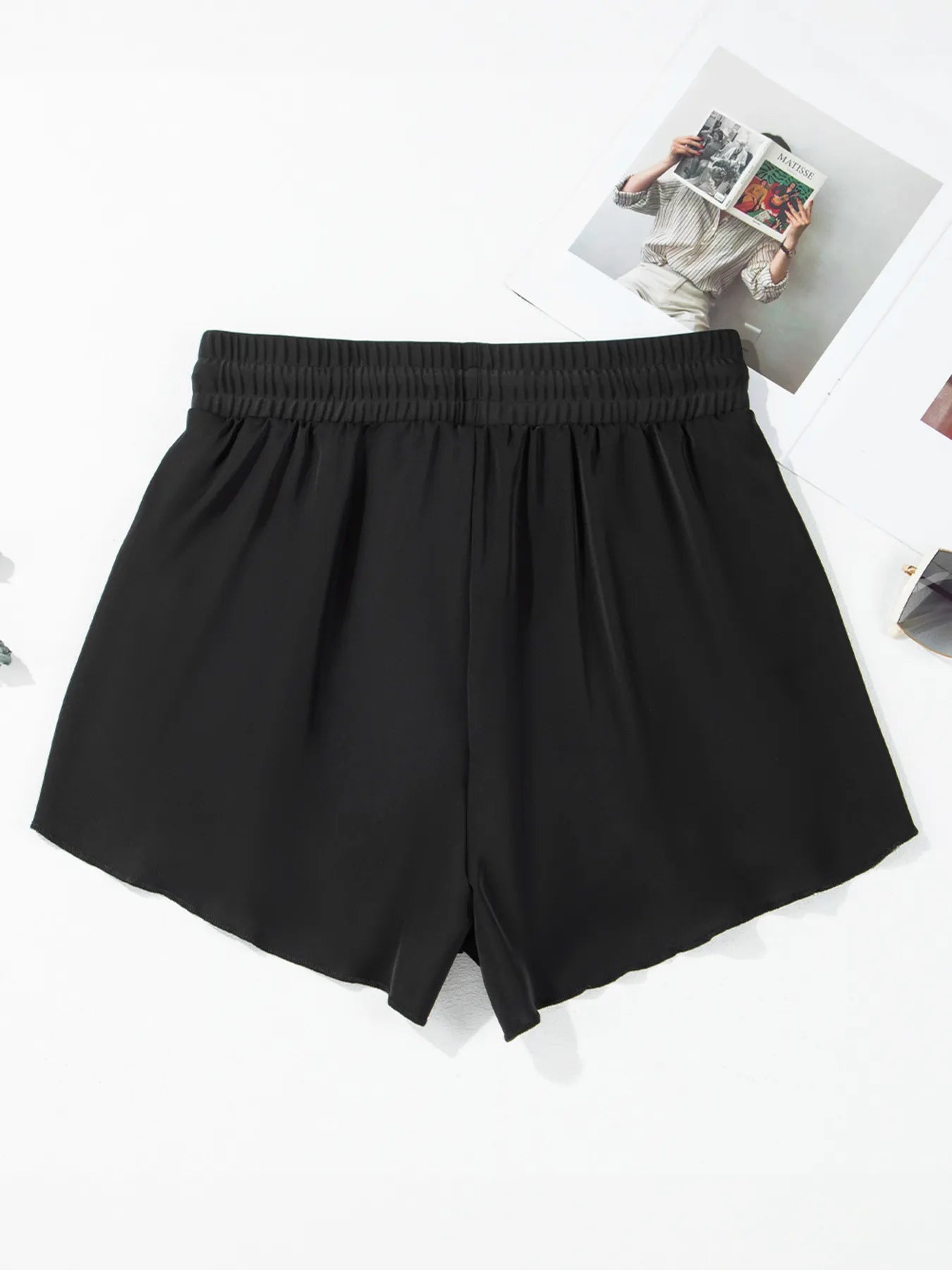 High Waisted Drawstring Swim Shorts - Tigbul's Variety Fashion Shop