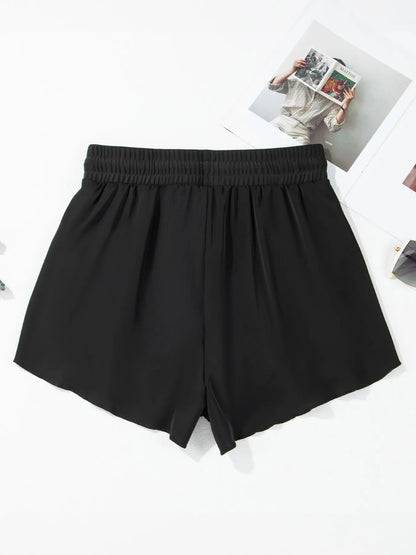High Waisted Drawstring Swim Shorts - Tigbul's Variety Fashion Shop