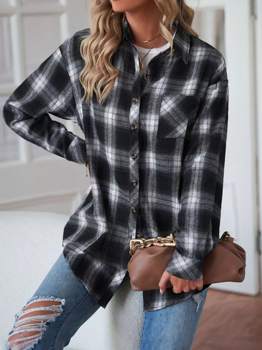 Casual Plaid Button Up Shirt - Tigbul's Variety Fashion Shop