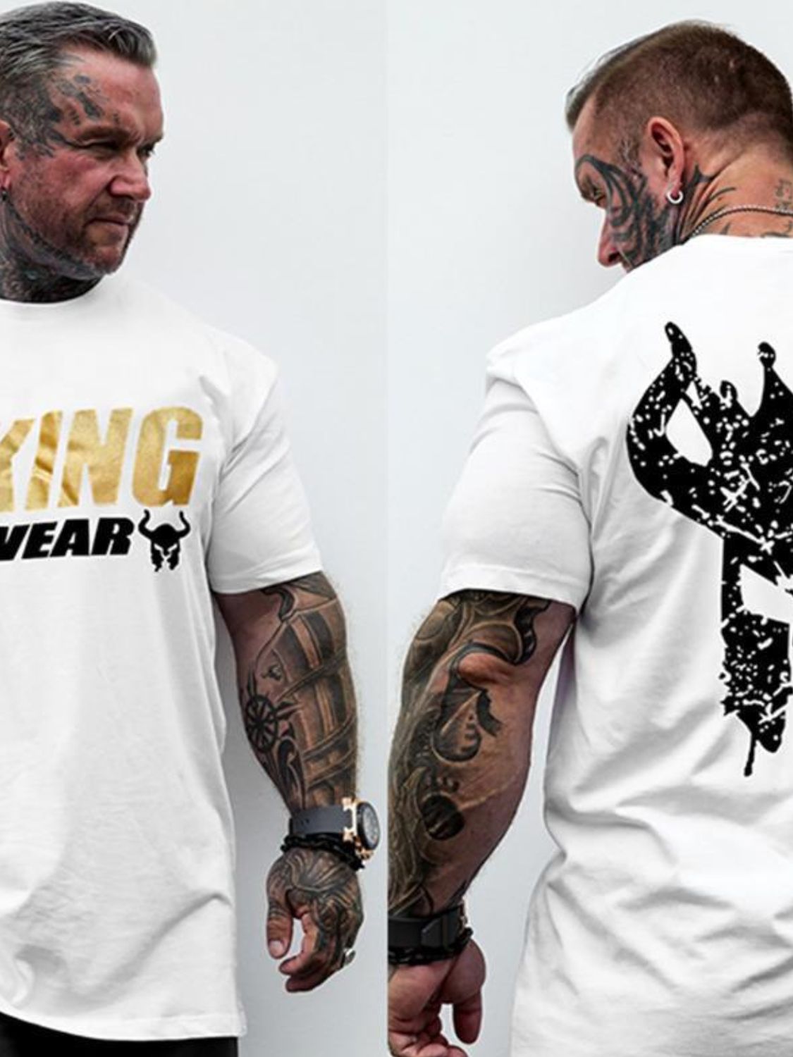 Men's Plus Size Graphic Back Round Neck Short Sleeve T-Shirt - Tigbul's Variety Fashion Shop