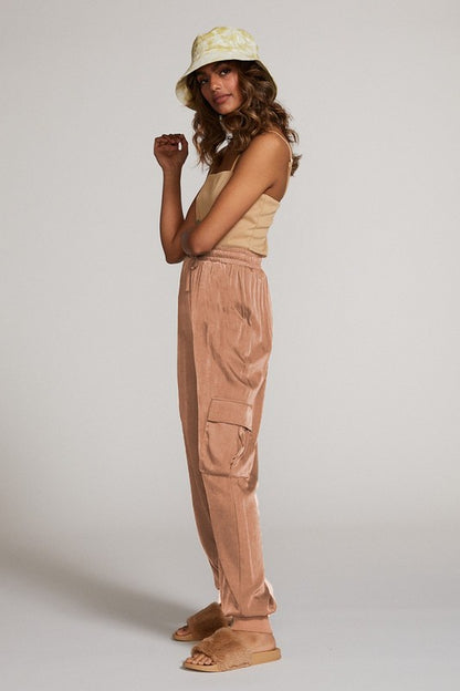 Textured satin cargo pants - Tigbul's Variety Fashion Shop