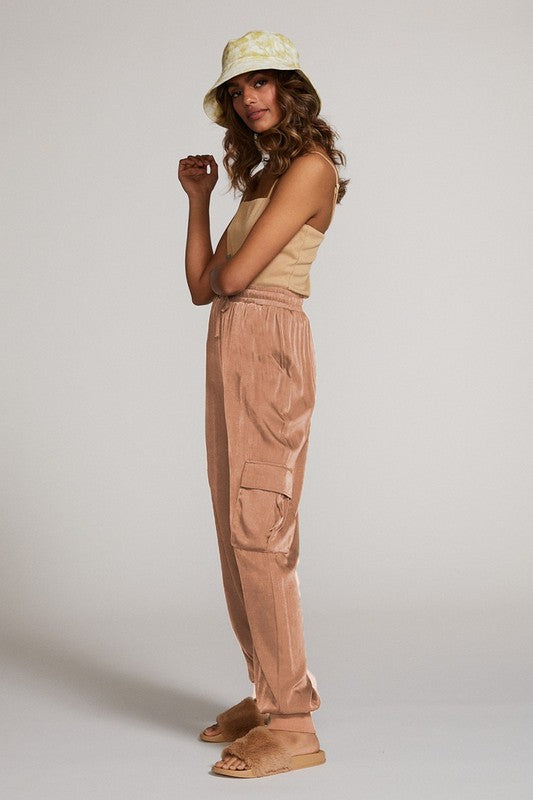 Textured satin cargo pants - Tigbul's Variety Fashion Shop