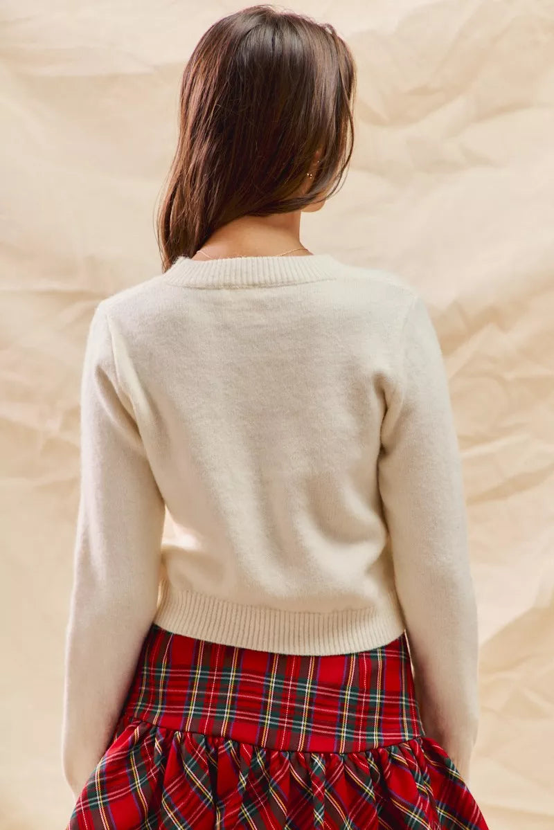 SO ME Christmas Candy Cone Cropped Sweater - Tigbul's Variety Fashion Shop