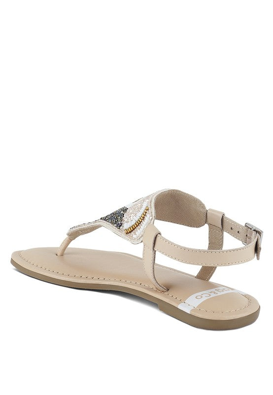 Chitra Pin Buckle Beaded Flat Sandals - Tigbul's Variety Fashion Shop