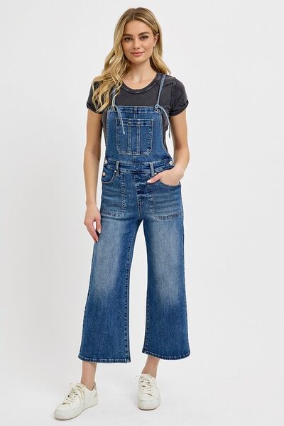 Knotted Strap Denim Overalls with Pockets Plus Size - Tigbul's Variety Fashion Shop