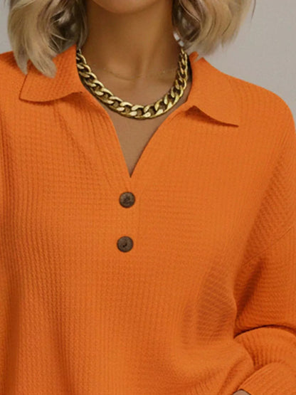 Full Size Textured Knit Decor Button Top Plus Size - Tigbul's Variety Fashion Shop