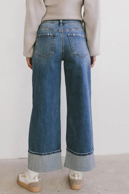 Wide Leg Cuff Jeans - Tigbul's Variety Fashion Shop