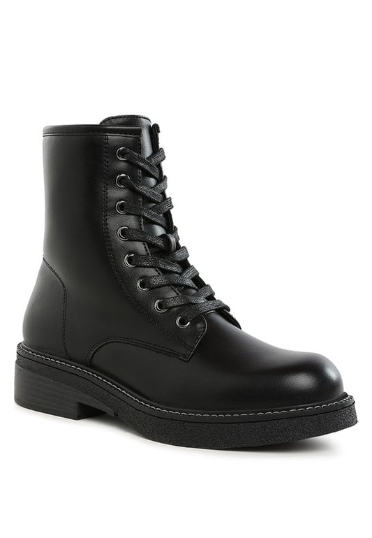 Clover Faux Leather Lace Up Boots - Tigbul's Variety Fashion Shop