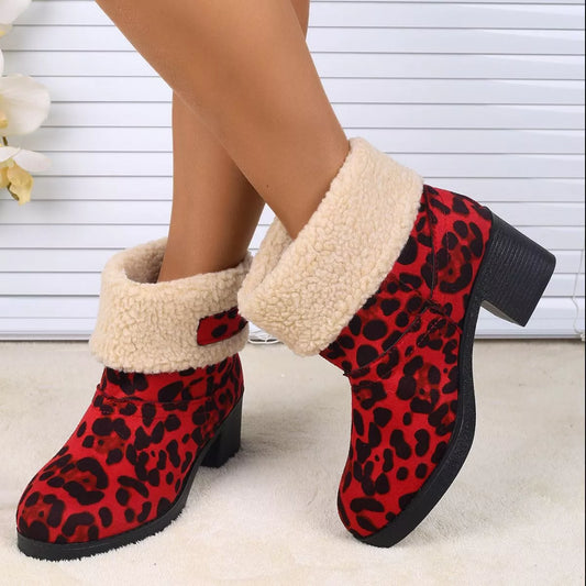 Plush Cuff Block Heel Boots - Tigbul's Variety Fashion Shop