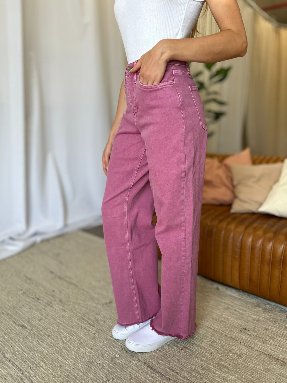 RFM Full Size High Rise Garment Dye Wide Leg  Jeans - Tigbul's Variety Fashion Shop