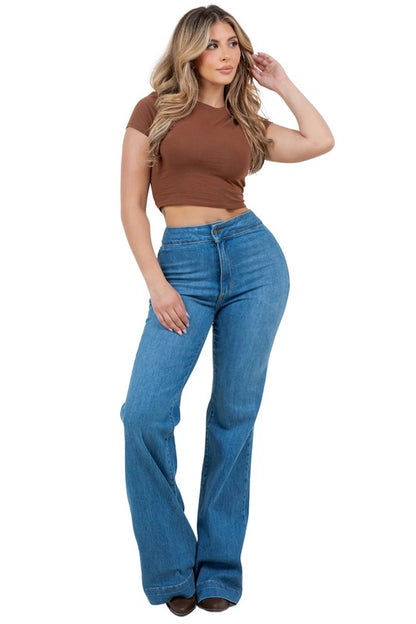 Harley Wide Leg Med Blue- Inseam 34 - Tigbul's Variety Fashion Shop