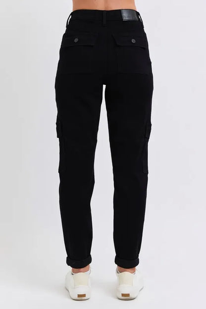 Judy Blue Black High Waist Cargo Cuffed Jogger - Tigbul's Variety Fashion Shop