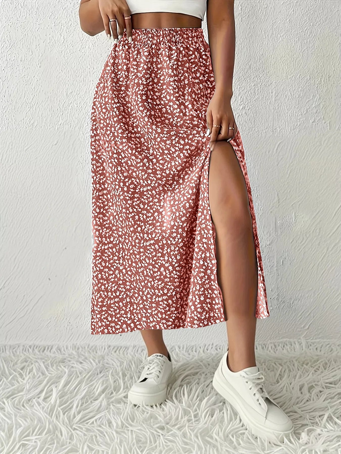 Slit Printed Skirt - Tigbul's Variety Fashion Shop