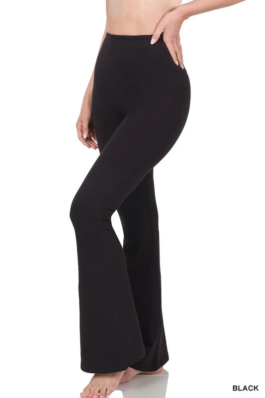 Zenana Wide Waistband Yoga Flare Pants - Tigbul's Variety Fashion Shop