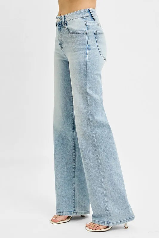 RISEN High Rise Wide Leg 90's Jeans - Tigbul's Variety Fashion Shop