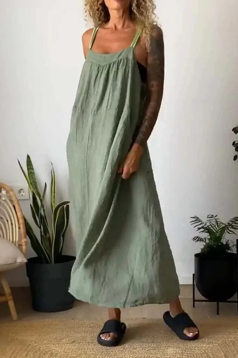 Ruched Cami Maxi Dress with Pockets Size Small - 5XL Plus - Tigbul's Variety Fashion Shop