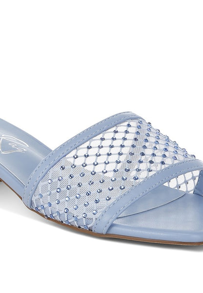 Kenzia Rhinestone Studded Slip-On Heels - Tigbul's Variety Fashion Shop