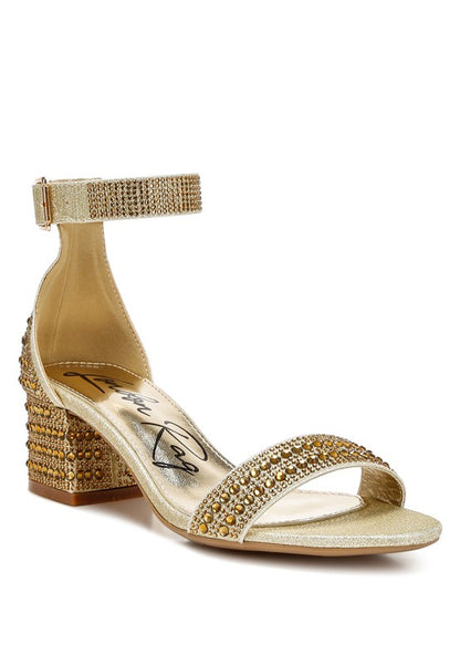 Twerky Rhinestones Embellished Block Sandals - Tigbul's Variety Fashion Shop