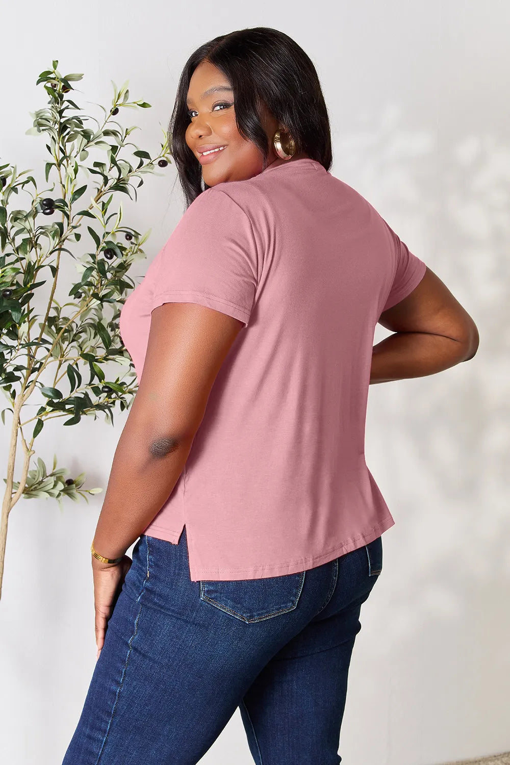 Round Neck Short Sleeve T-Shirt - Tigbul's Variety Fashion Shop
