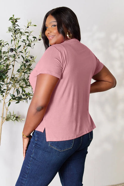 Round Neck Short Sleeve T-Shirt - Tigbul's Variety Fashion Shop