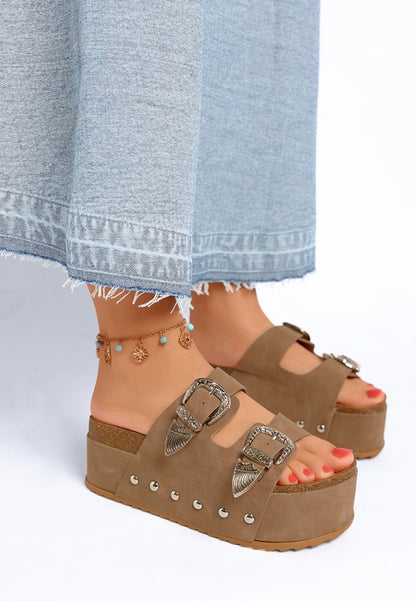 Zaphod Faux Leather Flatform Platform Slip On Sandals - Tigbul's Variety Fashion Shop