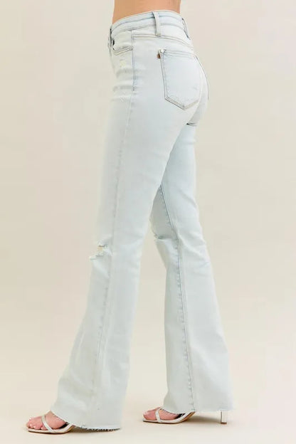 Judy Blue Full Size Destroy & Fray Hem Bootcut Jeans Plus Size - Tigbul's Variety Fashion Shop