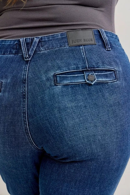 Judy Blue Full Size Mid Rise Bootcut Jeans with Welt Pockets Plus Size - Tigbul's Variety Fashion Shop