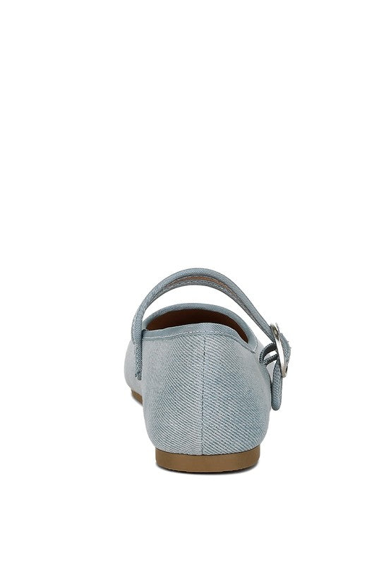 Iker Classic Denim Pin Buckle Ballerinas - Tigbul's Variety Fashion Shop