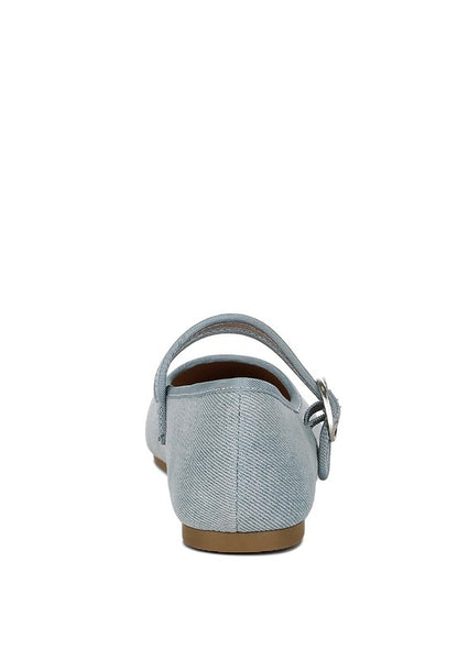 Iker Classic Denim Pin Buckle Ballerinas - Tigbul's Variety Fashion Shop