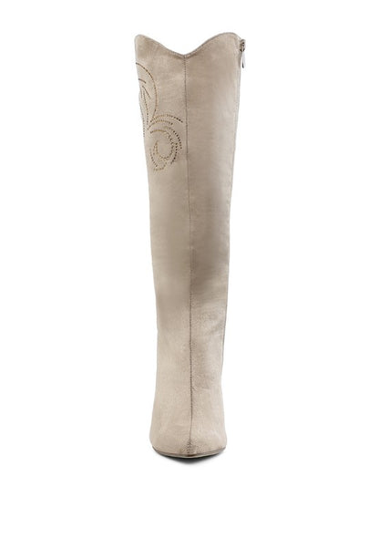 Becks Rhinestone Patterned Calf Boots - Tigbul's Variety Fashion Shop