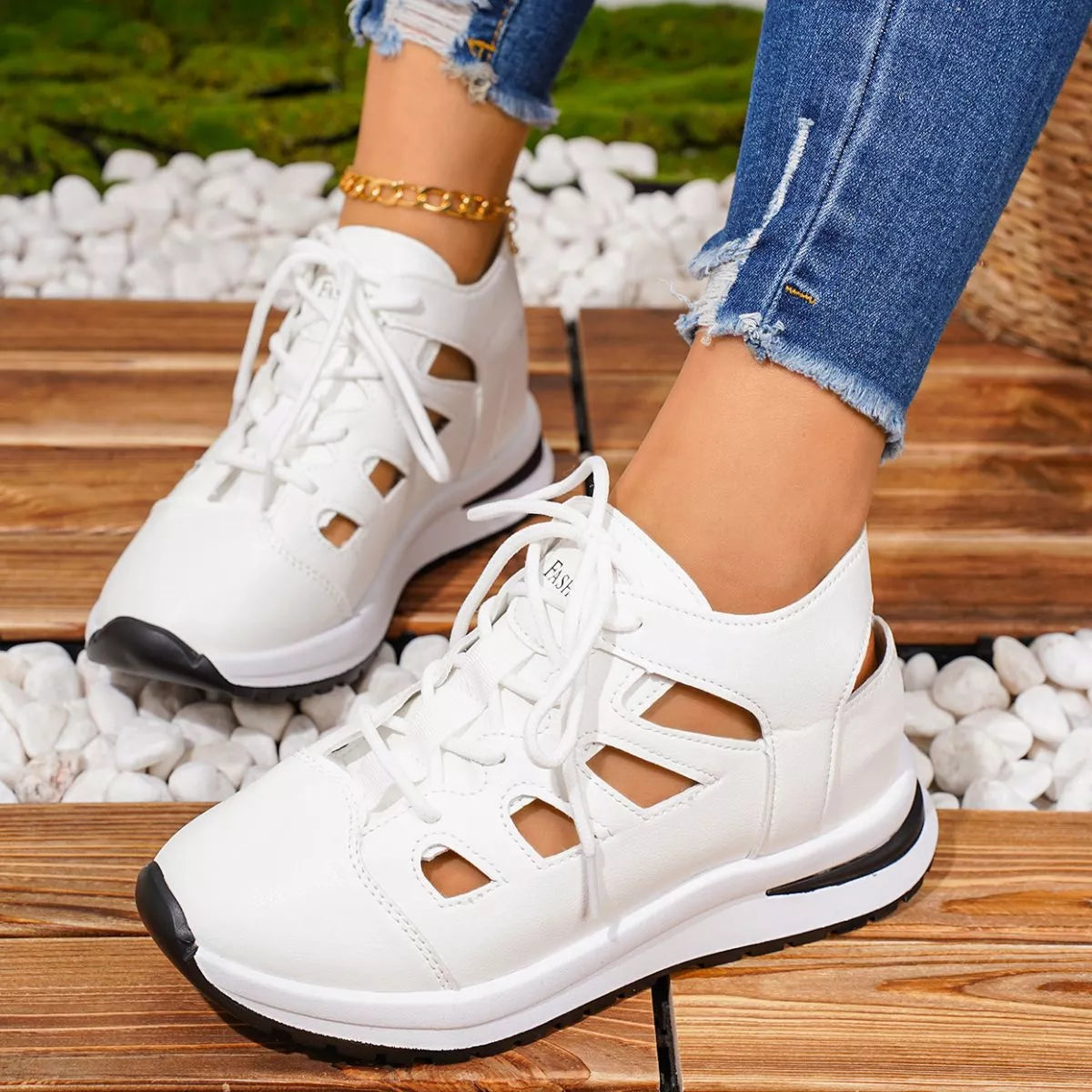 Round Toe Lace Up Sneakers - Tigbul's Variety Fashion Shop