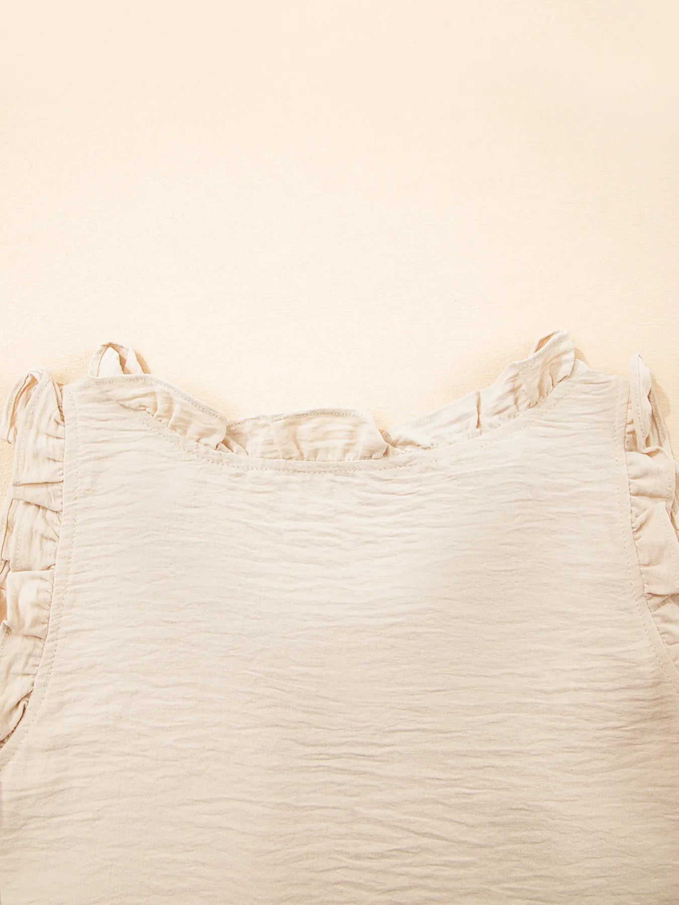Texture Ruffle Trim V-Neck Tank Top - Tigbul's Variety Fashion Shop