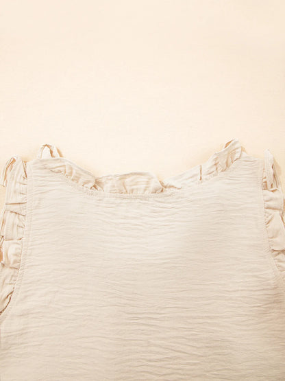 Texture Ruffle Trim V-Neck Tank Top - Tigbul's Variety Fashion Shop