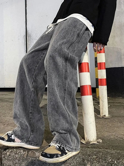 Men's Full Size Drawstring Wide Leg Jeans Plus Size - Tigbul's Variety Fashion Shop
