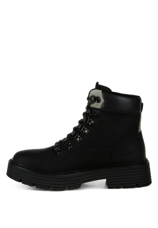 Boskoff Lace-Up Chunky Warm Ankle Boots - Tigbul's Variety Fashion Shop