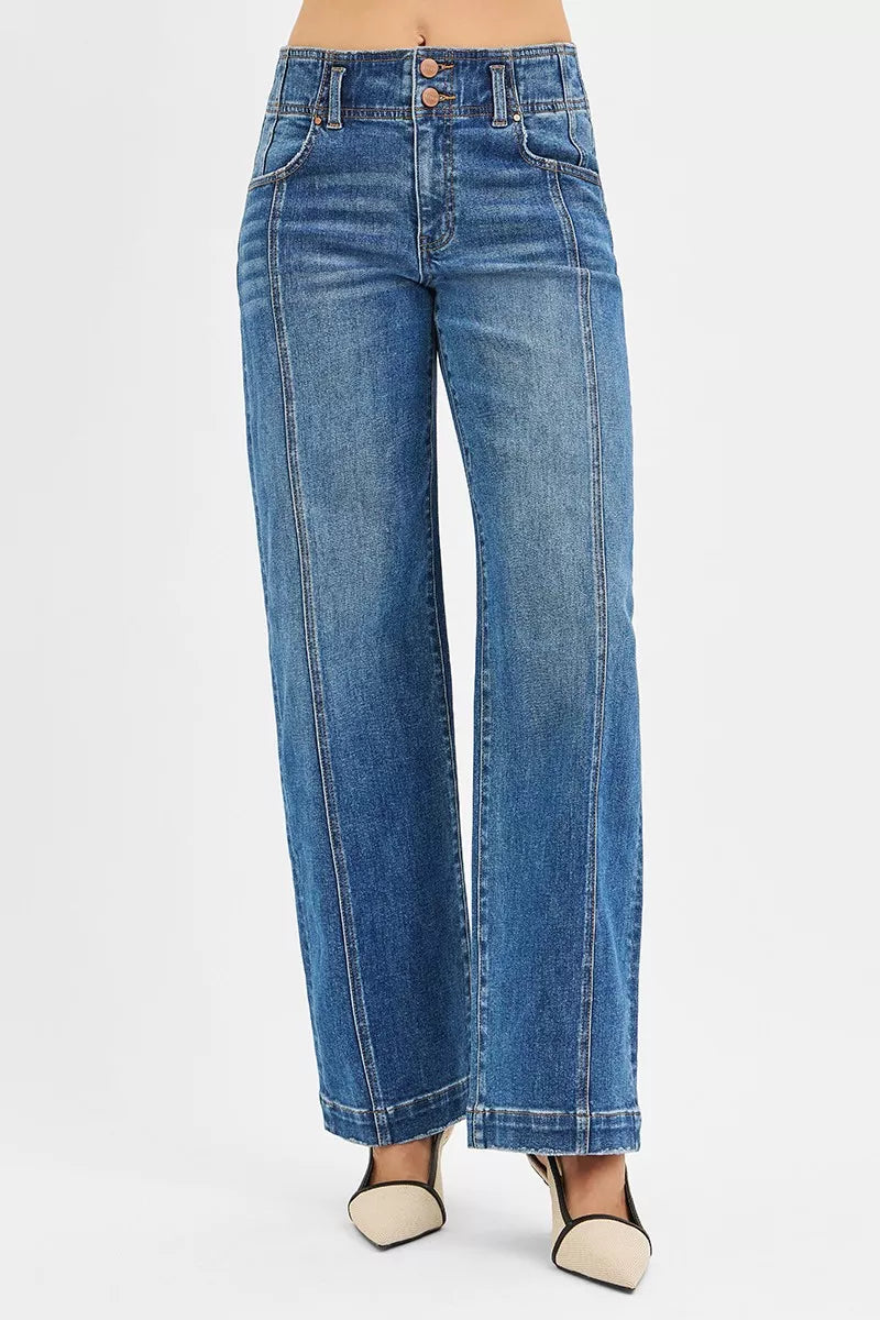 RISEN Mid Rise Fit Wide Baggy Jeans - Tigbul's Variety Fashion Shop