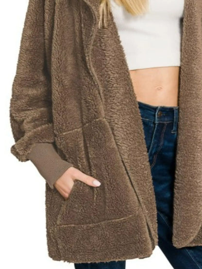 Zenana Hooded Faux Fur Jacket with Pockets - Tigbul's Variety Fashion Shop