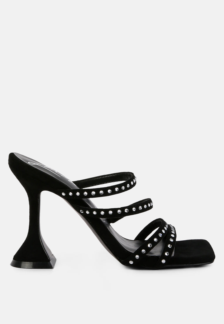Face Me Studded Spool Heel Multi Strap Sandals - Tigbul's Variety Fashion Shop