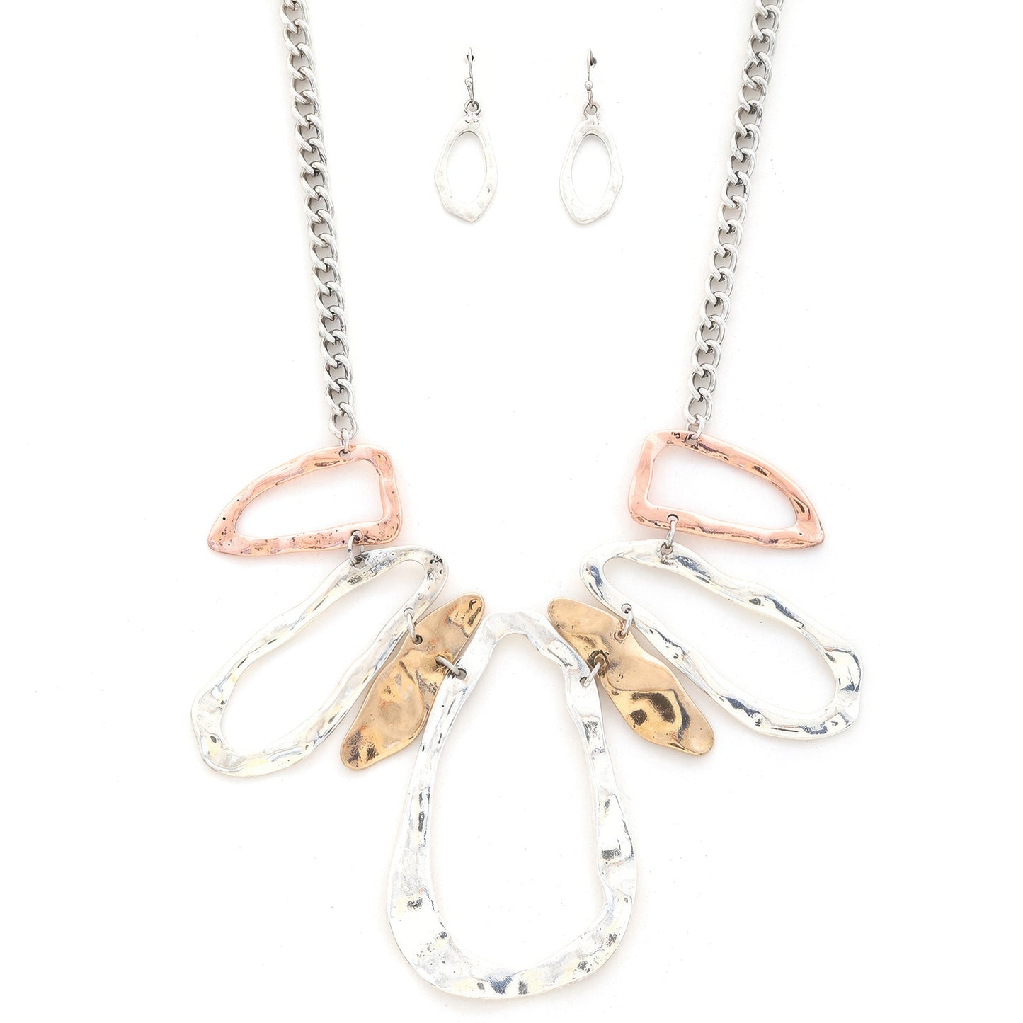 Fashion Open Oval Shape Design Chain Necklace And Earring Set - Tigbul's Variety Fashion Shop