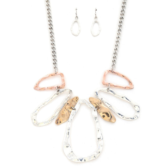 Fashion Open Oval Shape Design Chain Necklace And Earring Set - Tigbul's Variety Fashion Shop