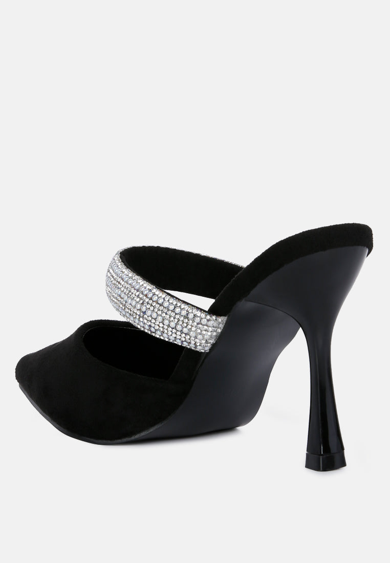 Fauci Diamante Strap Heeled Mules - Tigbul's Variety Fashion Shop