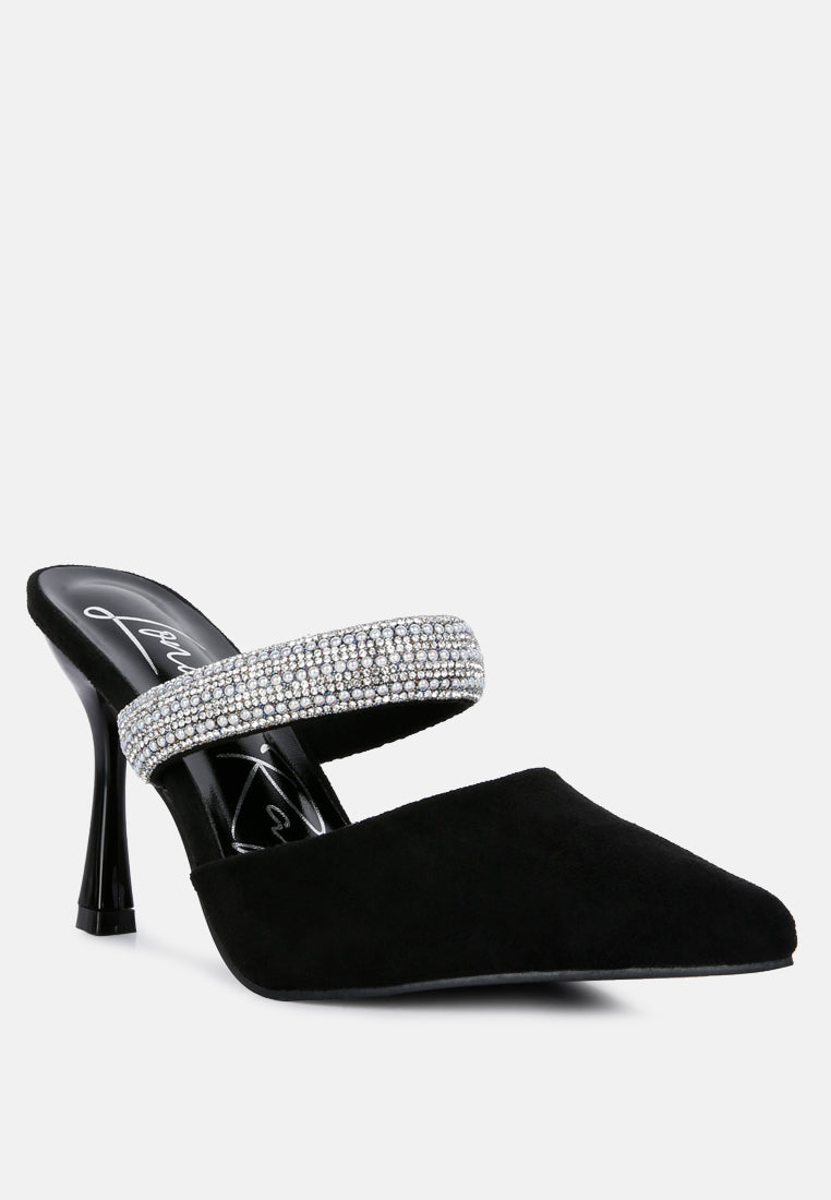 Fauci Diamante Strap Heeled Mules - Tigbul's Variety Fashion Shop