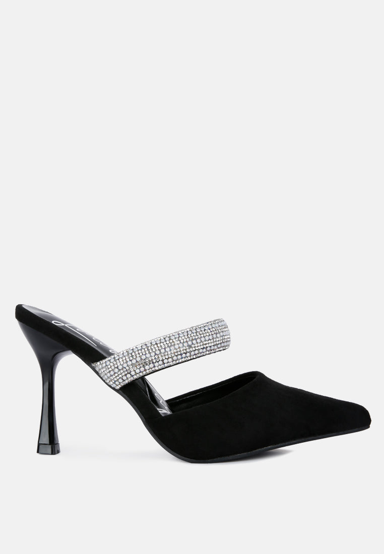 Fauci Diamante Strap Heeled Mules - Tigbul's Variety Fashion Shop