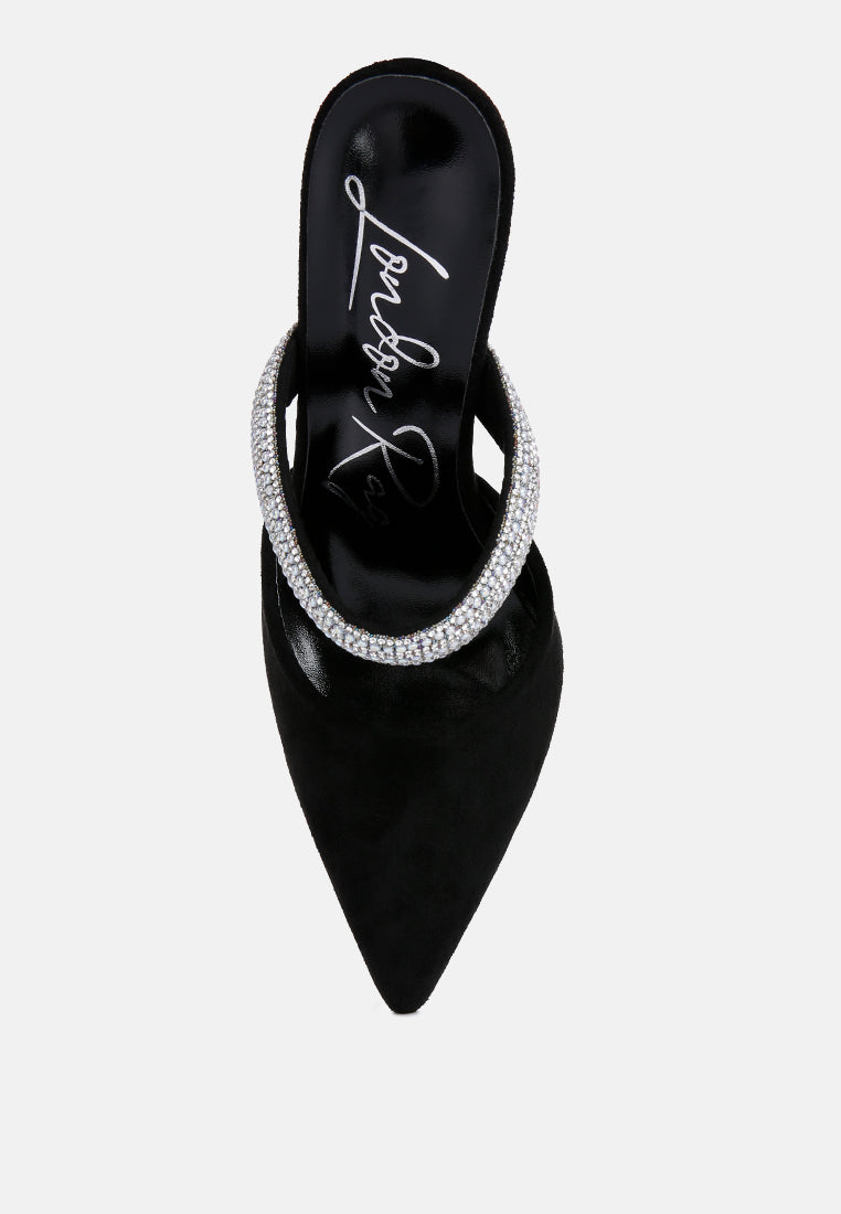 Fauci Diamante Strap Heeled Mules - Tigbul's Variety Fashion Shop